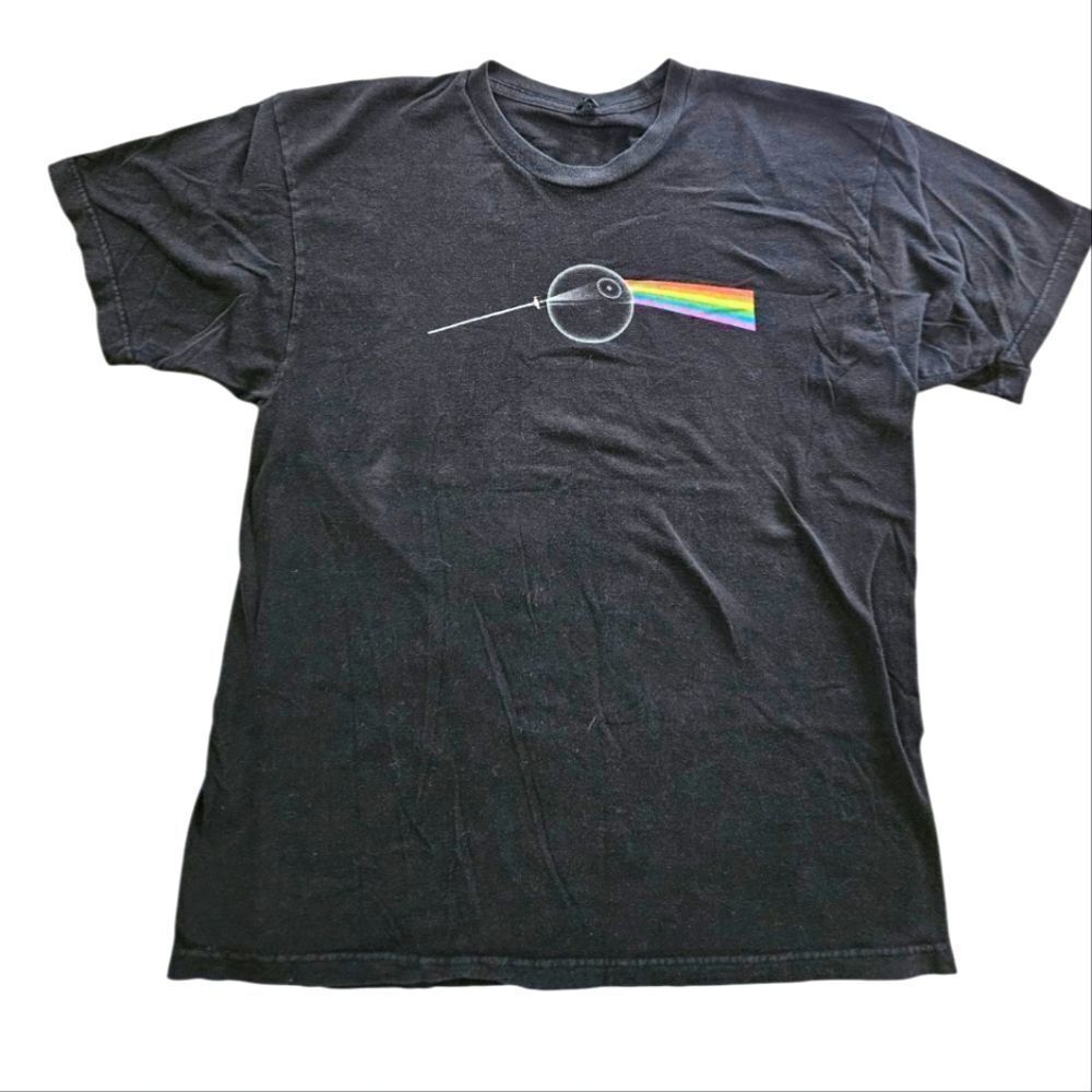 Dark Side of... That's NO MOON! Pink Floyd Star Wars Black Graphic T-Shirt XL